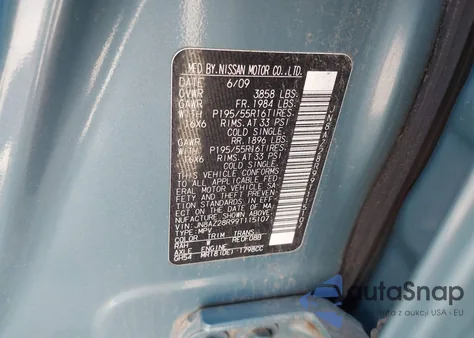 2009 Nissan Cube 1.8Sl z USA, uszkodzony, nr VIN JN8AZ28R99T115107